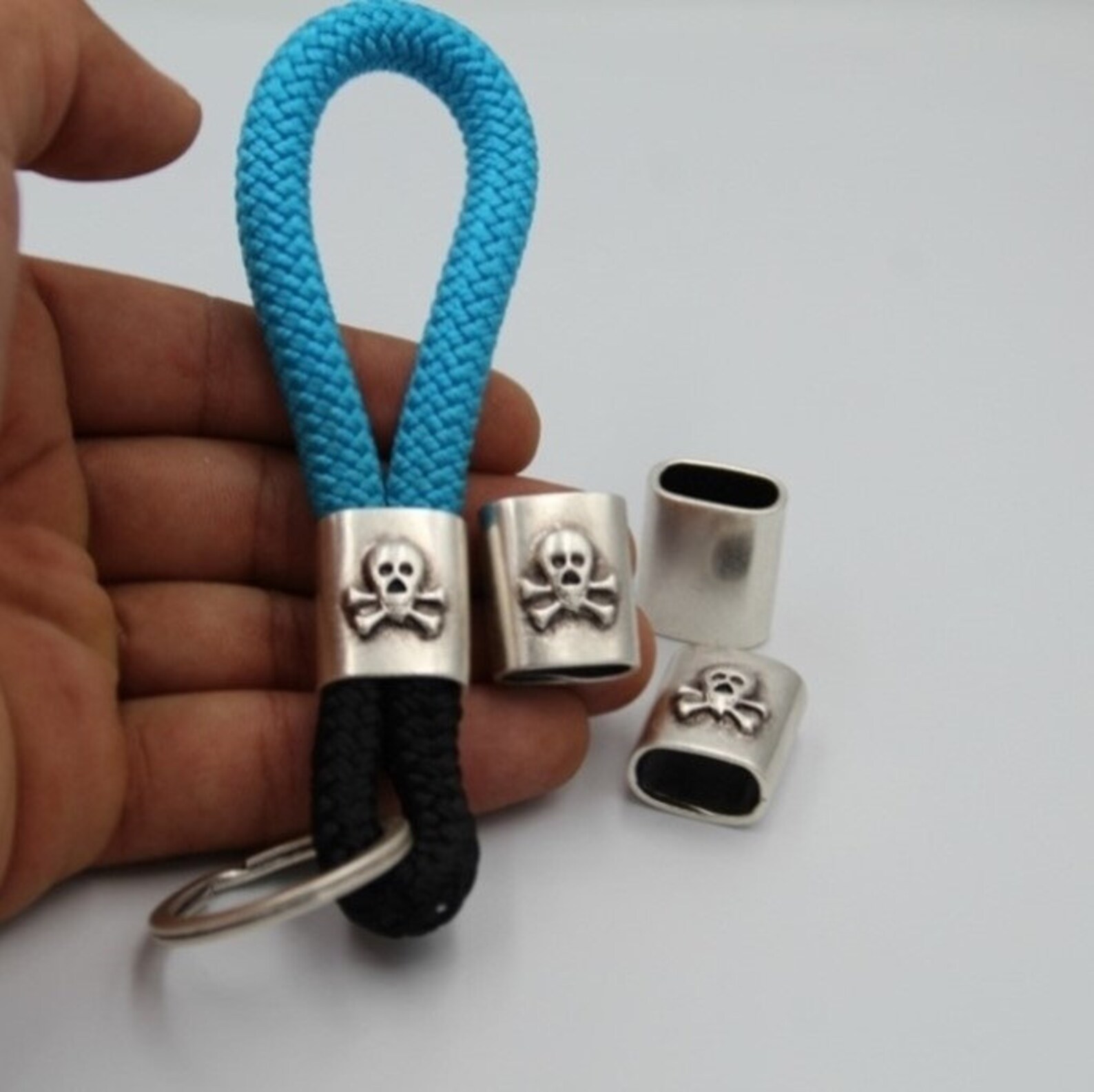 Skull Keychain Findings Slider Beads Round Leathers Flat Etsy UK