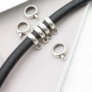 10 Antique Silver Bail Beads: 8mm Hole Slider Spacer