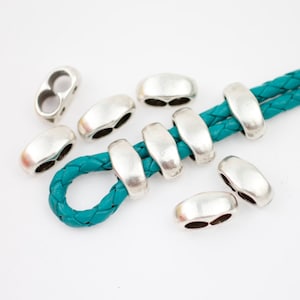 BULK 10 Double barrel sliders, Slider Beads, beads for jewelry making, For Leather, cord jewelry, Wholesale Jewelry Findings, zm472