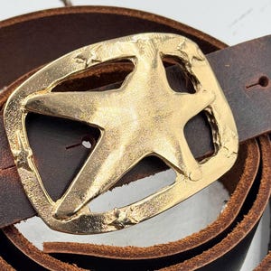 Light Gold Star Belt Buckle, Handmade Western Accessory, Boho Chic Style, Bohemian Style Buckle, Handcrafted Metal Buckle, 1 Pcs, GS210 Lg