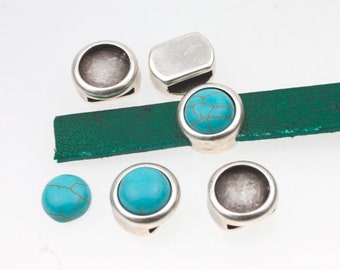 10 Pcs Slide Beads Cabochon settings fit for 10mm Swarovski, Glass cabochons, semi precious stones, DIY Jewellery & Accessories - zm94