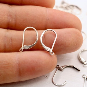 Silver Plated Leverback Ear Wire, Simple Earring Findings, Ear Findings, Brass Antique Silver Leverback, Jewelry Making Supplies, 10 Pairs