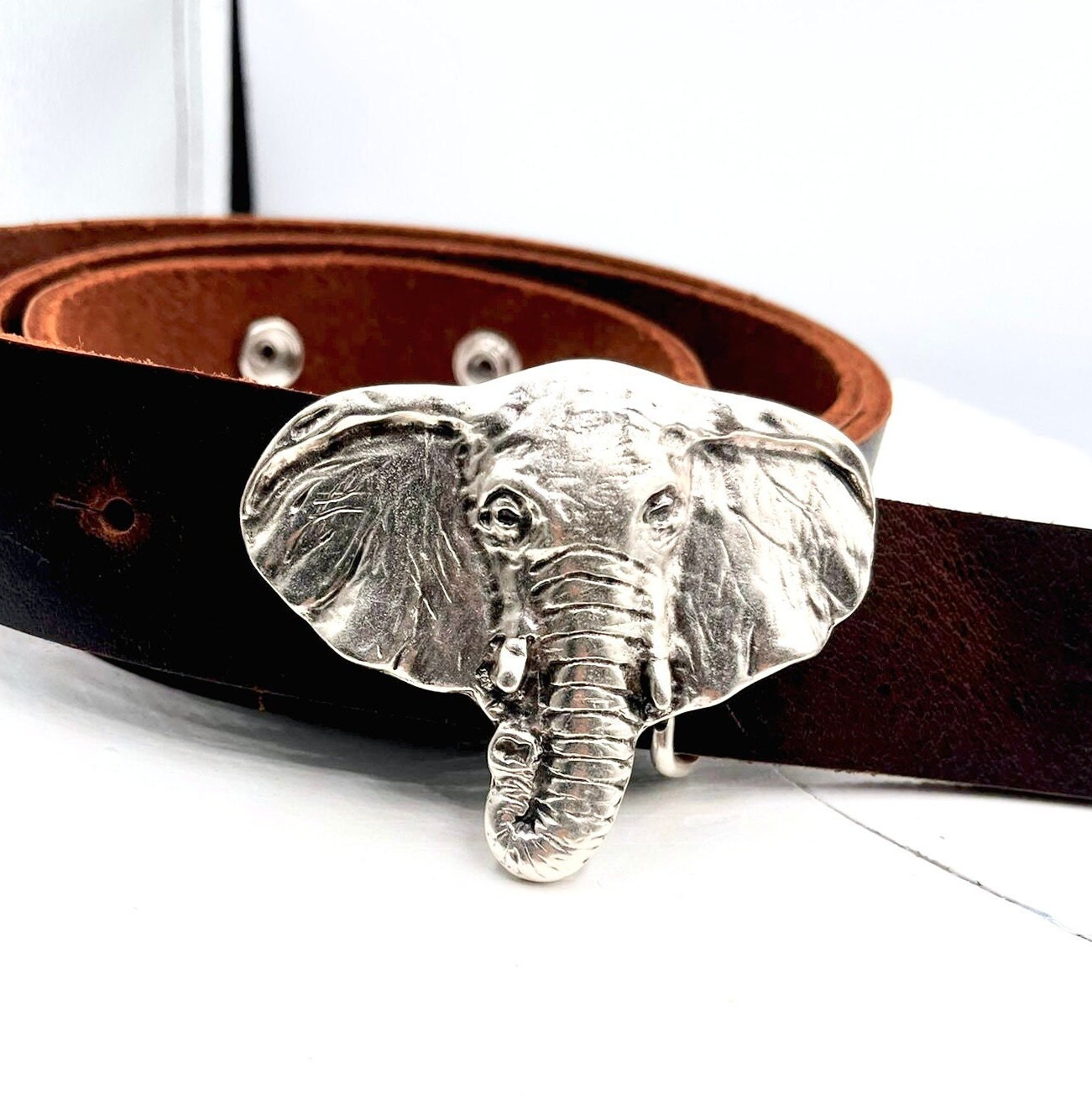 New silver elephant belt buckle.  Gold available Order For: Elephants belt buckle Sculpture jewelry in  main image 4