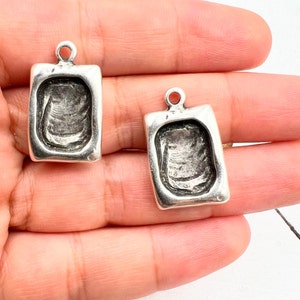 Pendant Tray Charm, Square Bezel Settings, Cabochon Base Setting DIY Jewelry Making Supply, Square Bezel Cups, zm91
