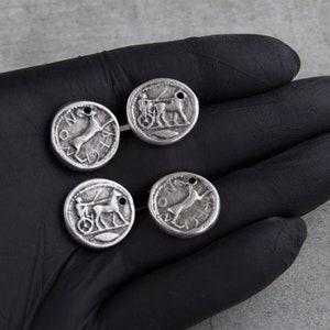 10 Coin Charms, Coin Pendants, Silver Coin, Zamak Charms, Pewter Charms, Ancient Coin, wholesale jewelry making supplies, zm251