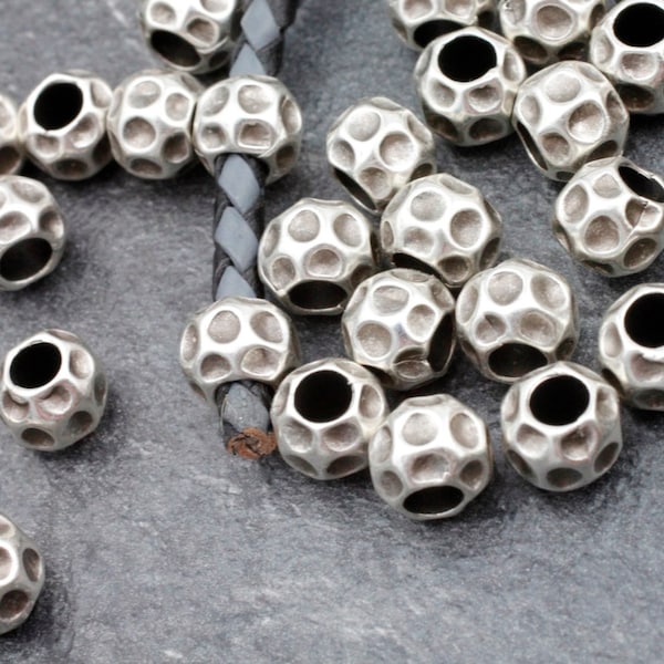 10 Golf Ball Silver Beads, Metal Beads, Antique Silver Zamak beads, Sterling Silver Coated, Jewelry Making Supplies, wholesale Beads, zm415