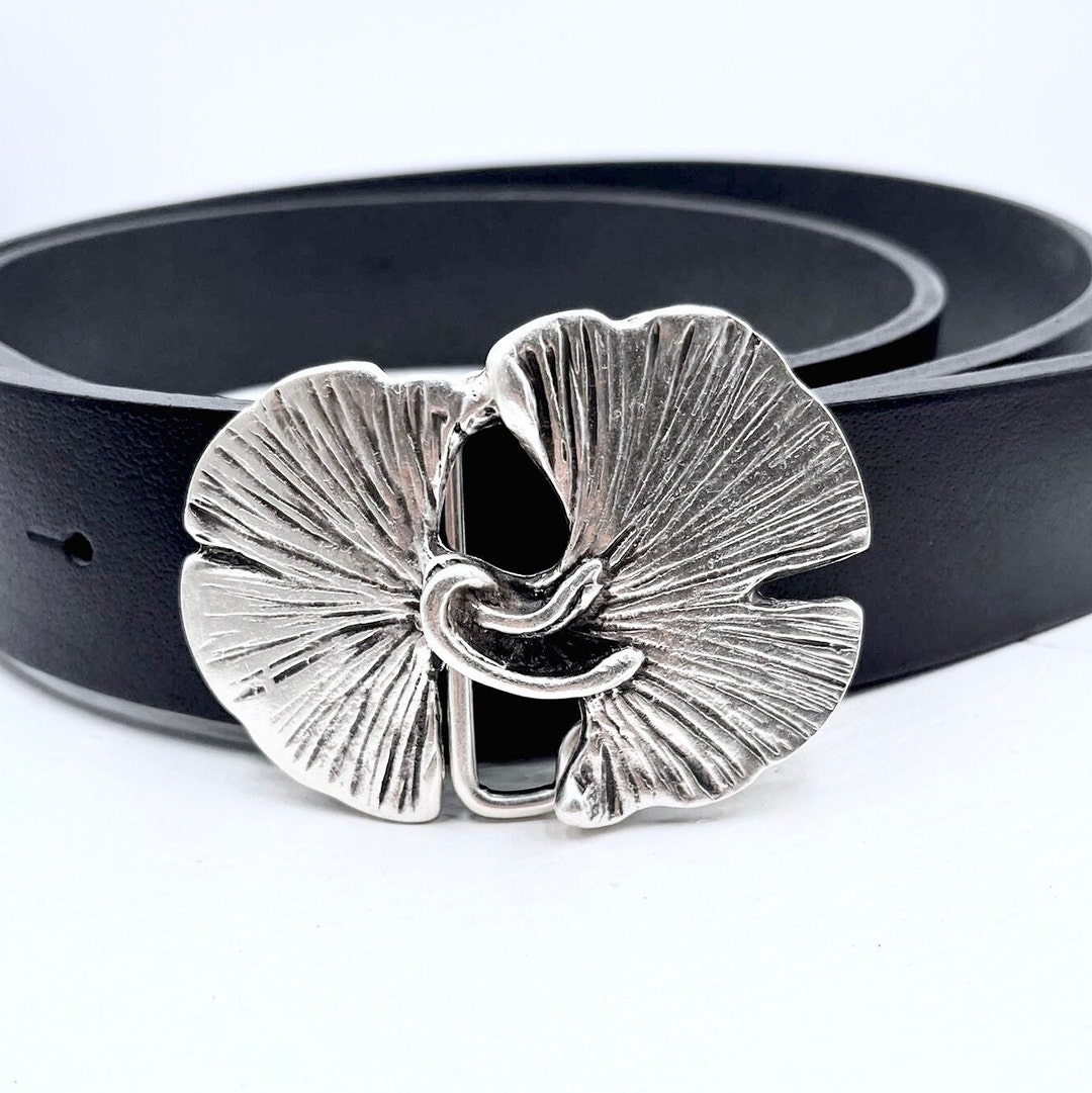 1 Pcs Floral Belt Buckle, Belt Buckle Supplies, Boho Belt Buckles, Antique Silver Ton, Leaf