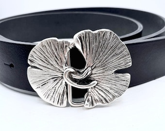 1 Pcs Floral belt buckle, Belt buckle supplies, Boho belt buckles, Antique Silver Ton, Leaf Gingko belt buckle, Leaf belt buckles, GS180 as