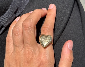 Gold Heart Photo Ring: Personalized Memorial Jewelry