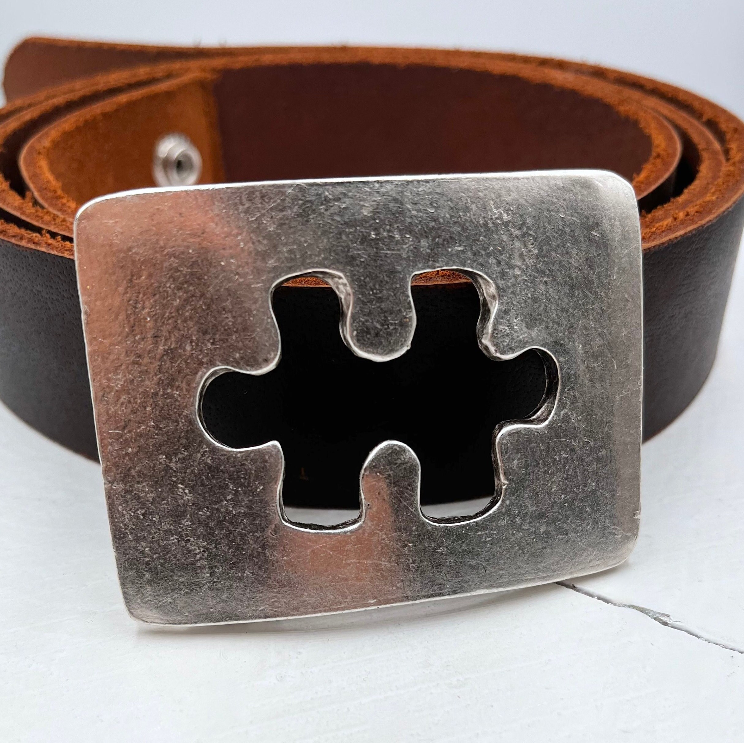 Puzzle Belt Buckle: Antique Silver Zamak, Fits 54mm Belts - Etsy