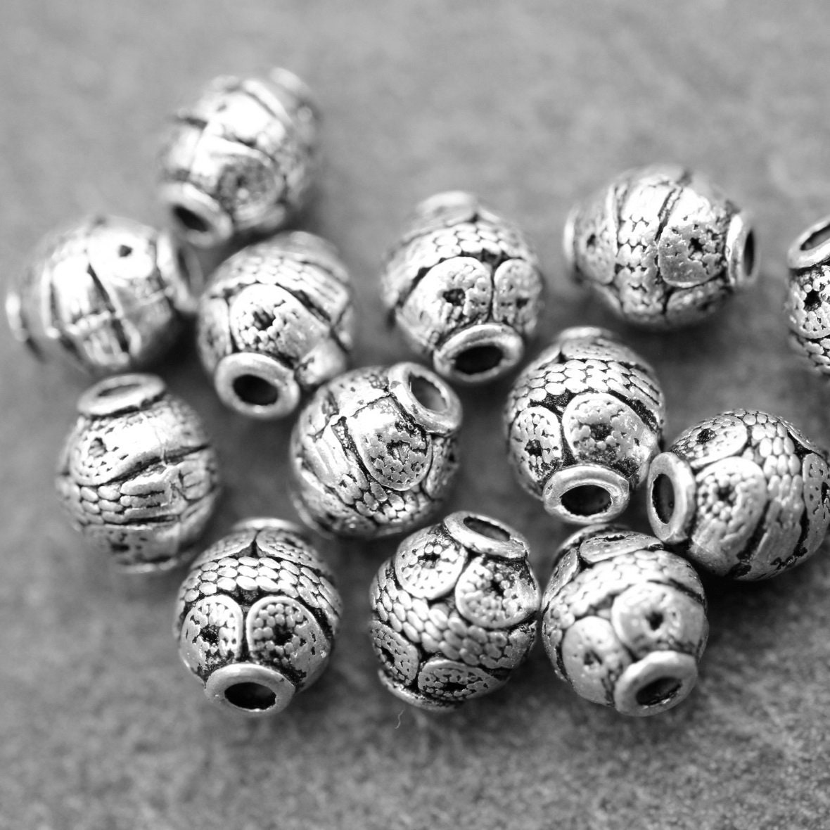 10 Silver Beads, Metal Beads, Sterling Silver Plated, Spacer 10 Silver Beads, Metal Beads, Sterling Silver Plated, Spacer