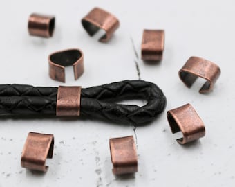 Antique Cooper Metal Crimp, Small Fold Over Crimp, Nice Crimp Beads, Leather Crimp Beads, Rectangle Crimp, Jewelry Making, 50 Pcs, ZM136
