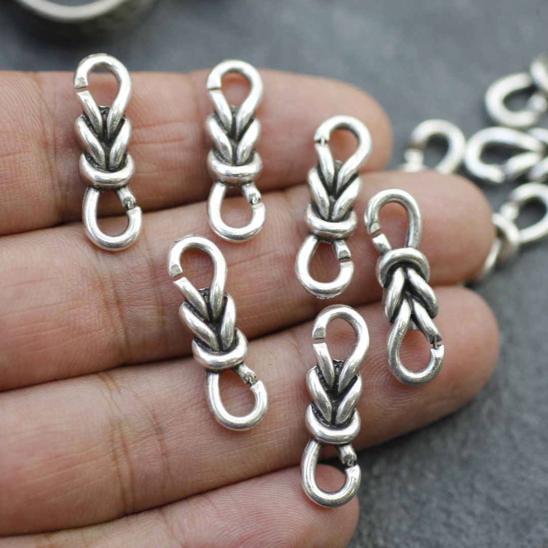 10 Knot Charms, Jewelry Connector Charms, Knot Connector, Sterling