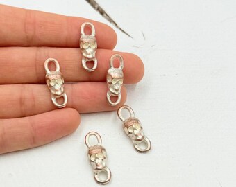 Skull Connector Charms: Rose Pearl Gothic Punk Metal Link, 10 Pcs