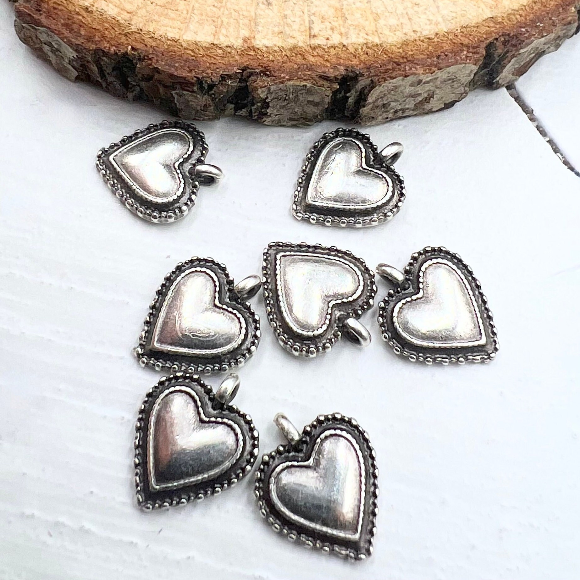 10 Antique Silver Plated Heart Earring Tips: ZAMAK Charms - Etsy