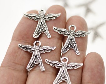 10 Antike Silber Engel Charms: Schutzengel Anhänger, Schmuck Zubehör