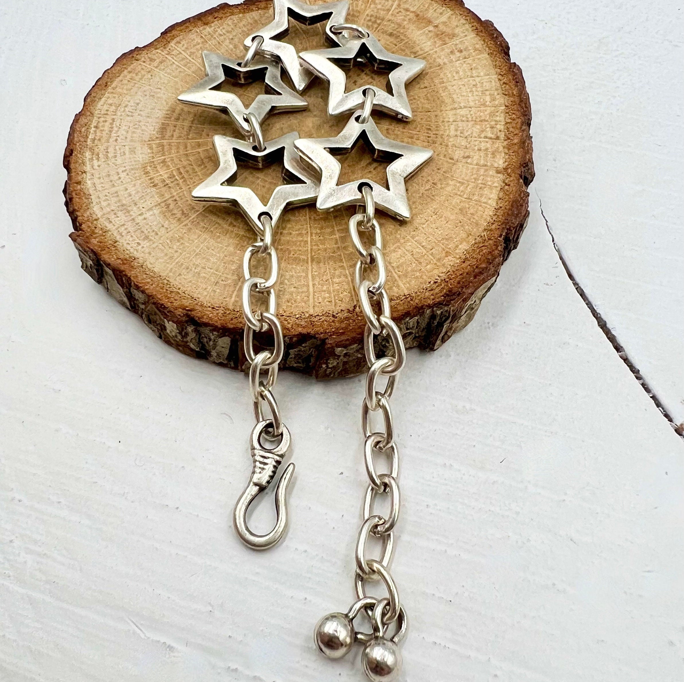 Star Chain Bracelet, Handmade Bracelet, Boho Silver Bracelet