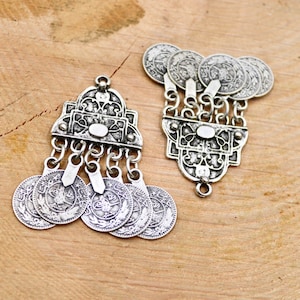 Boho Earring Dangle Charms, Earring Charms, Dangle Pendant, Ethnic Silver Charms, Antique Silver Plated Charms, Authentic Ethnic Jewelry