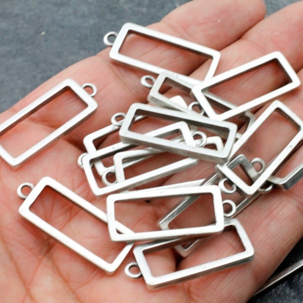 10 Hollow Frame Glue Blank Charms Pendant, open bezel setting, Rectangle Hollow resin, bezel Jewelry Findings Accessories Wholesale, zm1066