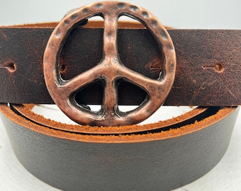 JEAN'S FRIEND Vintage Peace Symbol Belt Buckle – Antique Silver, Large Cut-Out Design, Fits 1.58 Inch Belts