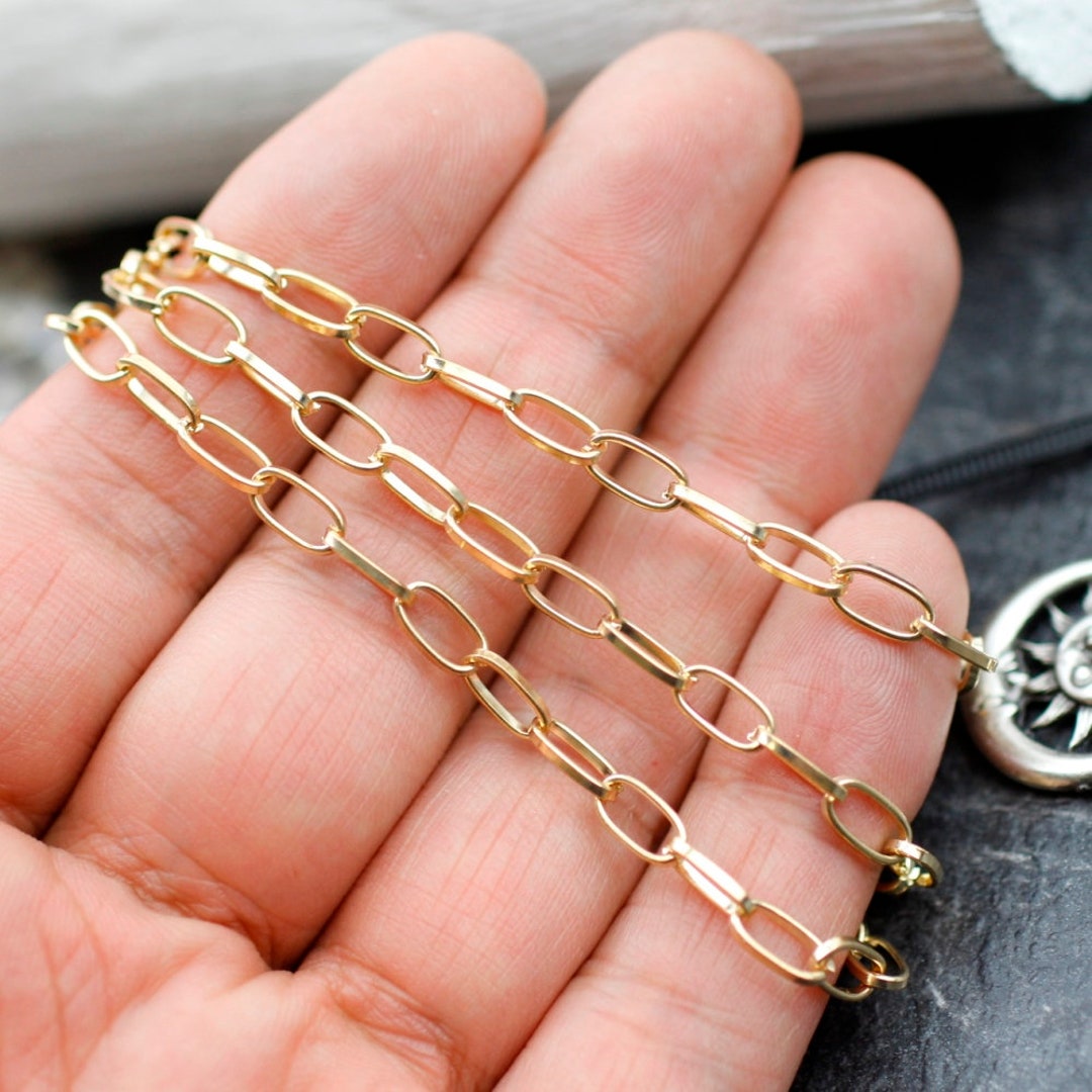 Paperclip Chains, 24k Gold Plated, Gold Chains, Bulk Chain for Necklace