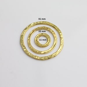 Gold Plated Hammered Circle Charm Connector: Jewelry Making