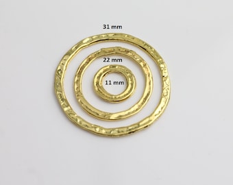 Gold Plated Hammered Circle Charm Connector: Jewelry Making