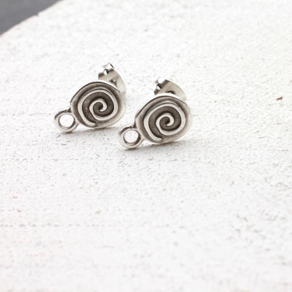 5 Pairs Spiral Stud Earrings Celtic Spirals, Earrings Post with Loop, earring findings, Wholesale Diy Jewelry Making supplies, zm1027