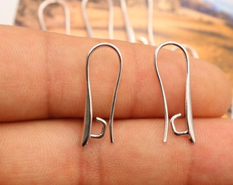Rhodium French Earring Hooks with Clasp: Brass Jewelry Findings (10 Pcs)