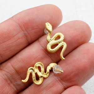 Matt Gold Plated Snake stud Earrings Minimalist earrings stud earrings, Gold earrings, wholesale price Jewelry & Findings, zm950 mg
