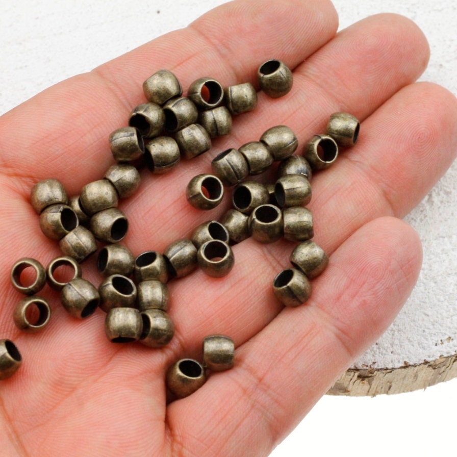 50pcs Antique Bronze Beads Round Metal beads Zamak beads Etsy
