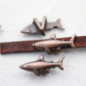 10 Antique Copper Shark Beads: DIY Bracelet Slider Charms