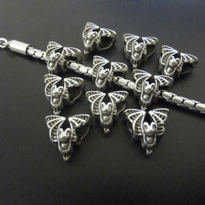 Antique Silver Bat Beads: Gothic Halloween Jewelry Components