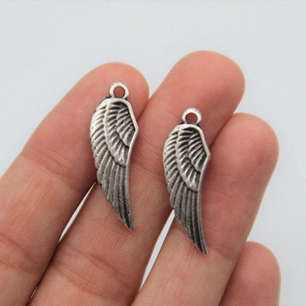 10 Pcs Angel Wing Charm, plated with real 925 sterling silver, Wing Charm, Silver Wings, Angel Wing Jewelry, Dainty Charm Bracelet - ZM178