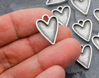 10 Heart Cabochon setting, Jewelry Making, Charm Pendants, Resin Bezel Jewelry Findings Accessories wholesale price - zm969