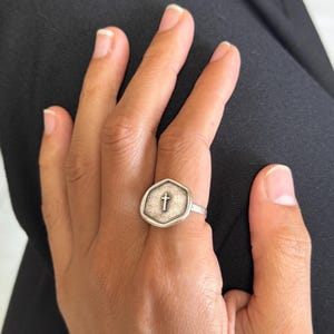 Dainty Silver Cross Ring: Adjustable Faith Jewelry
