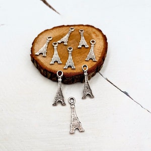 Antique Silver Eiffel Tower Charms: Paris Jewelry Making, 10 Pcs