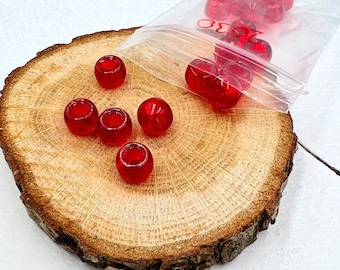 20 Red Rondelle Plastic Beads: 9mm Jewelry Making Supplies