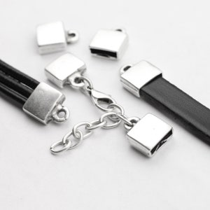 10 Cord Ends Cap, End Caps Clasps, flat leather round leather cord End Caps, jewelry Ends Cap, Bracelet Necklace making supplies, zm299as