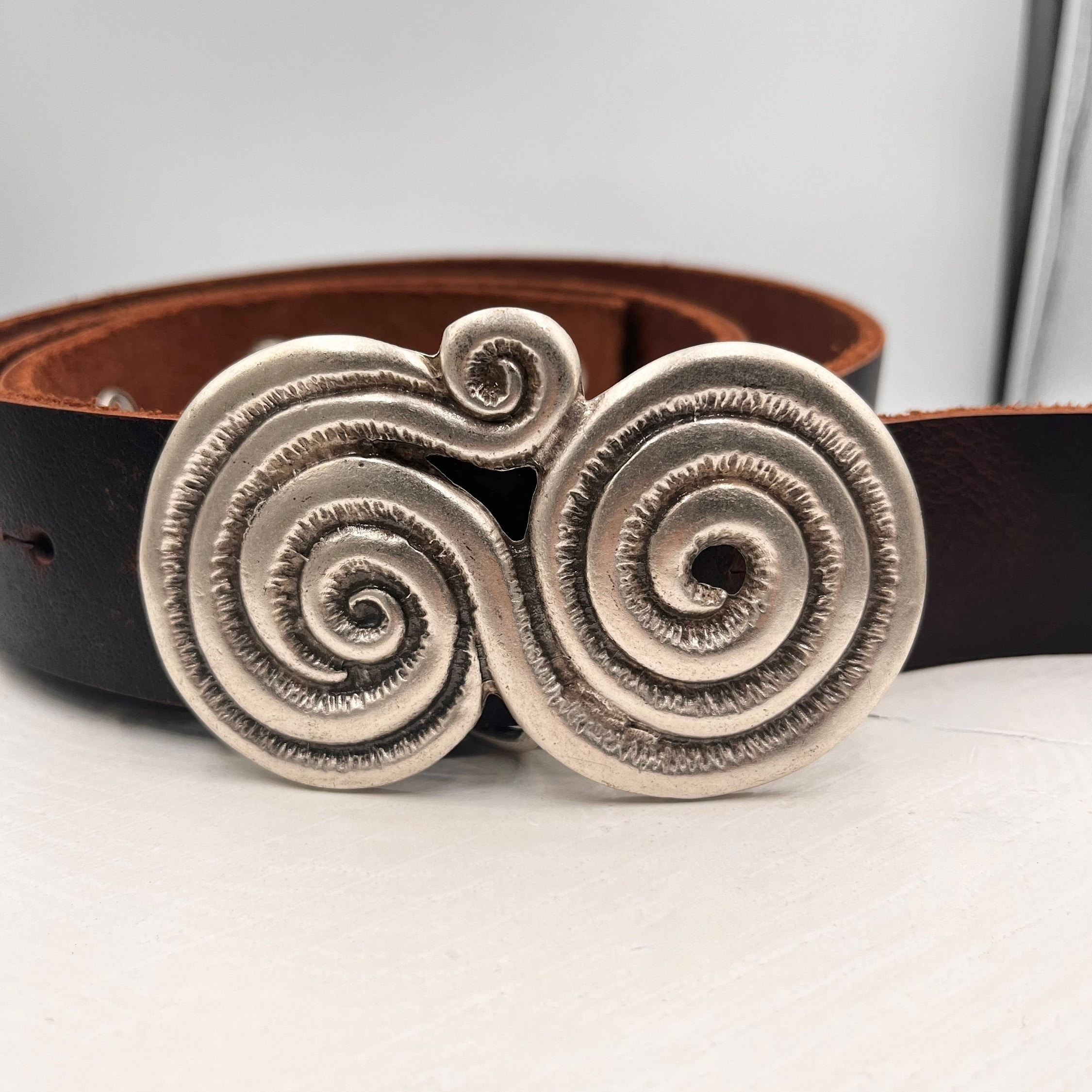 Spiral Belt Buckle: Antique Silver Boho Belt Hardware (fits 