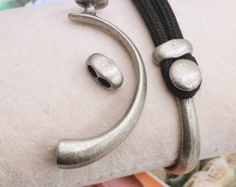 3 Half Cuff Bracelet Clasps, Dark Silver Clasps, Bracelet