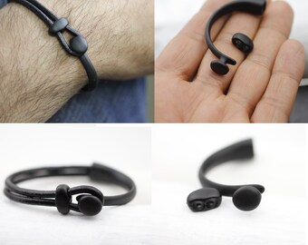 3 Matte Black Half Cuff Bracelet Clasps, Half Cuff Bracelet