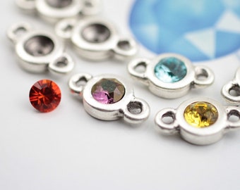 10 Pcs Antique Silver Charm Connector: Swarovski 1088 ss29 Setting