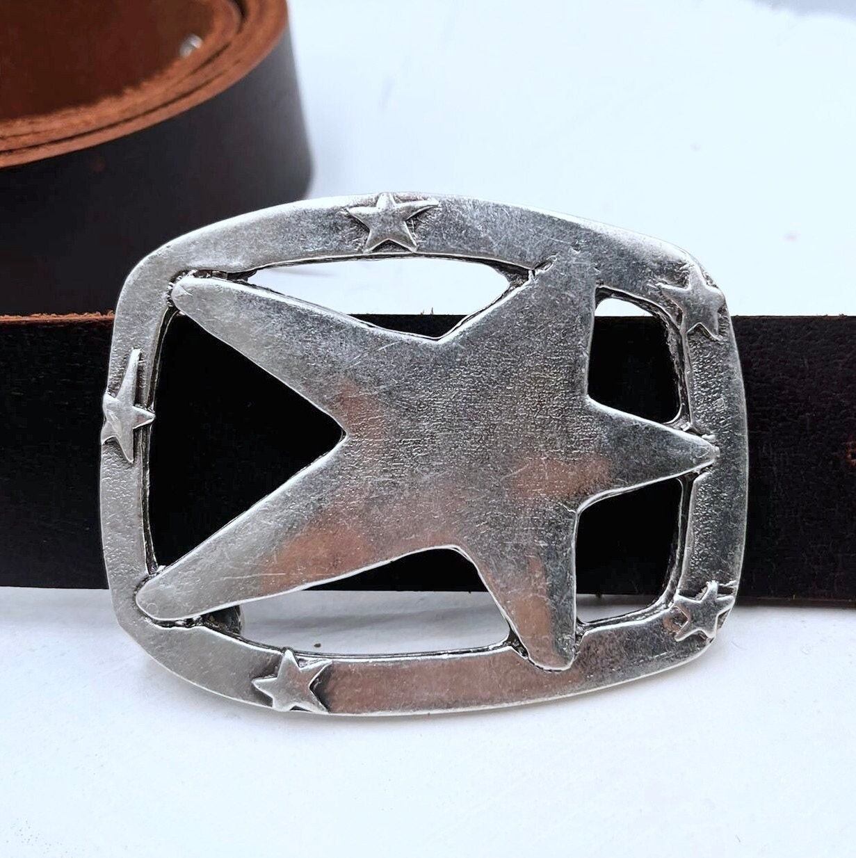 Celestial Velvet Western Belt Silver Buckle Stars Sz M 34\