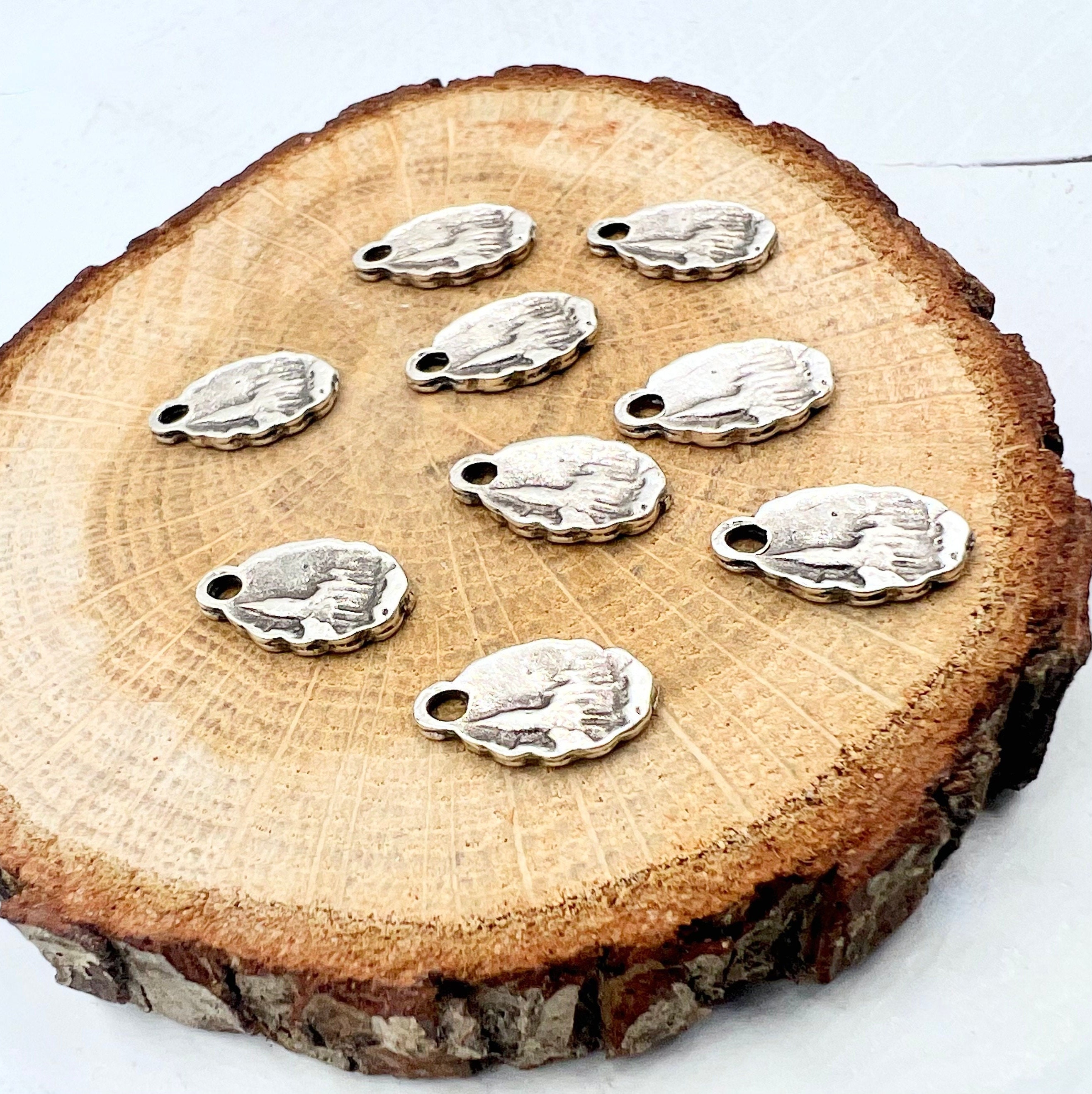 10 Pcs Medallion Charms Silver Plated Findings, Figurative 10 Pcs Medallion Charms Silver Plated Findings, Figurative