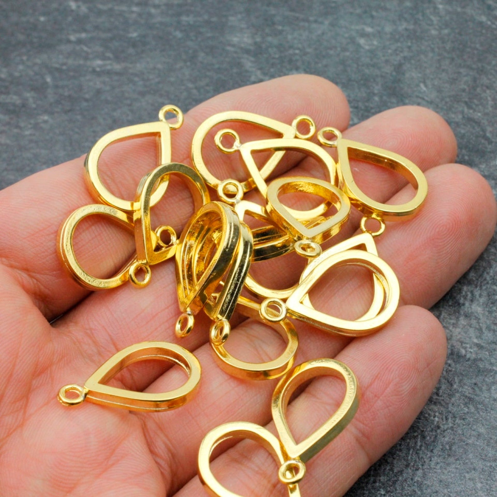 10 Drop Hollow Frame Glue Blank Connector Charms Pendant open Etsy