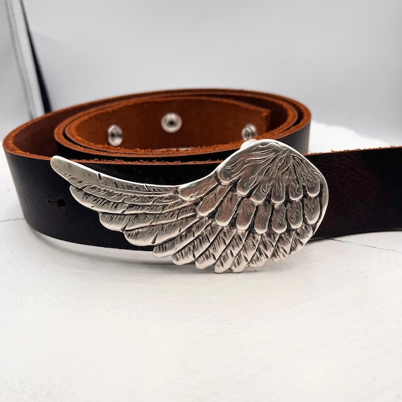 Handmade Country Angel Belt Buckle 925 Sterling Silver Archangel Michael Belt Buckle, Christian  main image 4