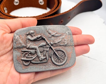 Boucle de ceinture pour motard, accessoire pour motard style Harley en étain
