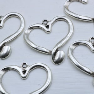 Heart Pendant, Antique Silver Big Heart Pendant, Hight Quality Heart Pendant, Bohemian Heart Pendant, Jewelry Supply, Gift, 5 Pcs, ZM1182 AS
