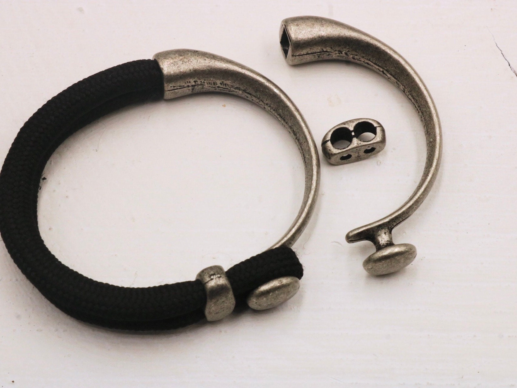 3 Half Cuff Bracelet Clasps, Dark Silver Clasps, Bracelet